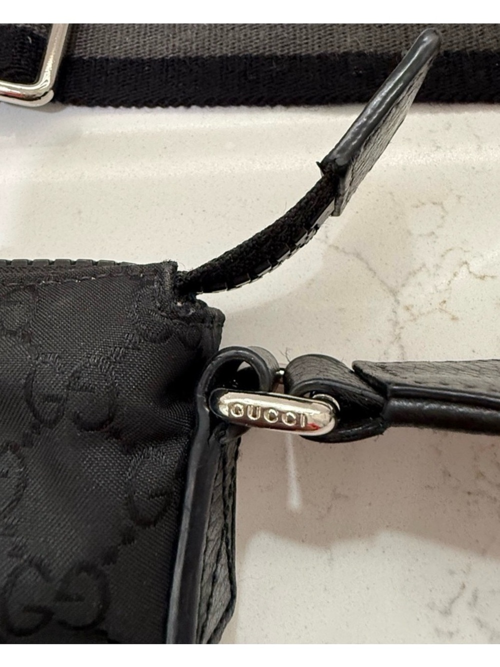 Gucci Black Nylon Monogram Crossbody Messenger Bag - Picture 5 of 7
